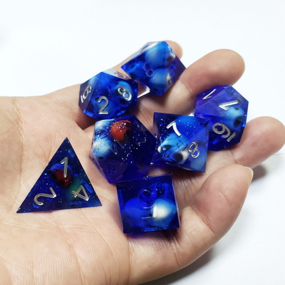 Blue Crystal Skull Resin Boarding Dice Set Dragão e Masmorra