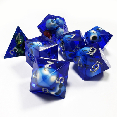 Blue Crystal Skull Resin Boarding Dice Set Dragão e Masmorra