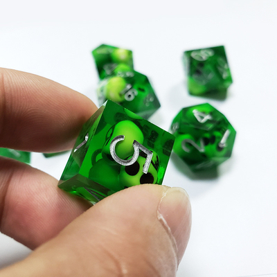 Green Crystal Skull Resin Boarding Dice Set Dragão e Masmorra