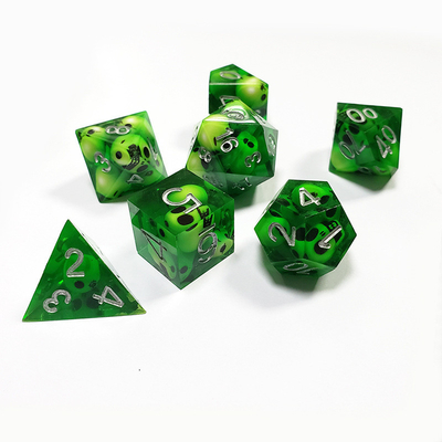 Green Crystal Skull Resin Boarding Dice Set Dragão e Masmorra