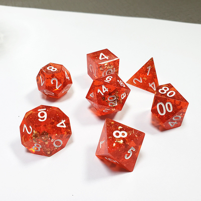 Pixel Pomegranate Red Crystal Resin Boarding Dice Set dnd dados