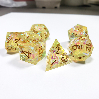 Banda de cores de cristal amarelo Resina de tabuleiro de dados Conjunto de dados