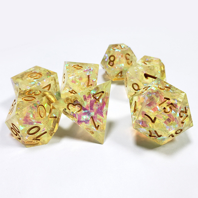 Banda de cores de cristal amarelo Resina de tabuleiro de dados Conjunto de dados
