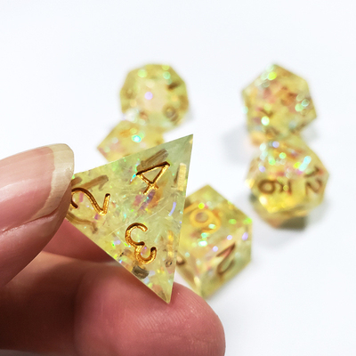 Banda de cores de cristal amarelo Resina de tabuleiro de dados Conjunto de dados
