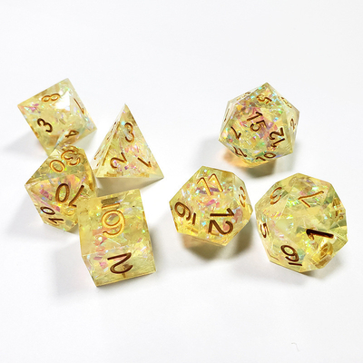 Banda de cores de cristal amarelo Resina de tabuleiro de dados Conjunto de dados