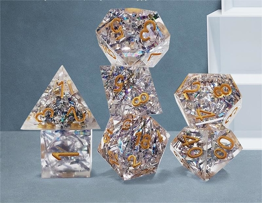 Banda de cores de cristal transparente Resina Boarding Dice Set dnd dados