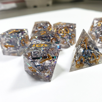 Banda de cores de cristal transparente Resina Boarding Dice Set dnd dados