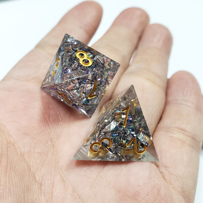 Banda de cores de cristal transparente Resina Boarding Dice Set dnd dados