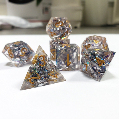 Banda de cores de cristal transparente Resina Boarding Dice Set dnd dados