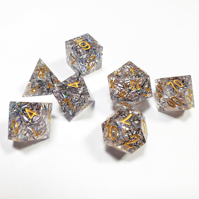 Banda de cores de cristal transparente Resina Boarding Dice Set dnd dados