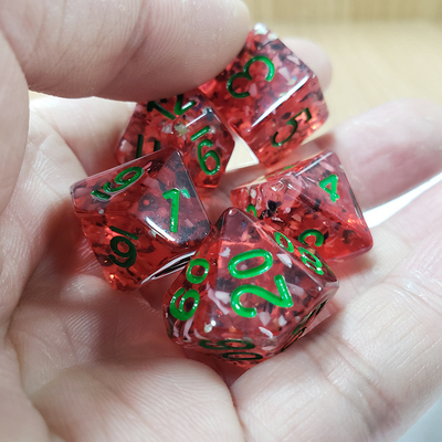 Rodeada de romã Sequins Resina Boarding Dice Set dnd dados