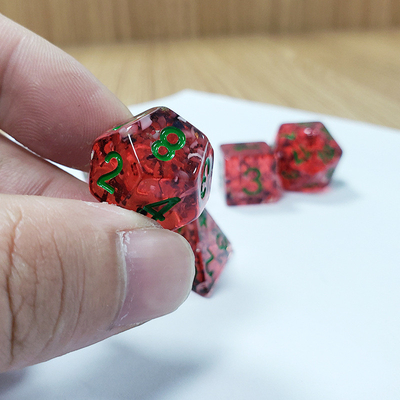 Rodeada de romã Sequins Resina Boarding Dice Set dnd dados