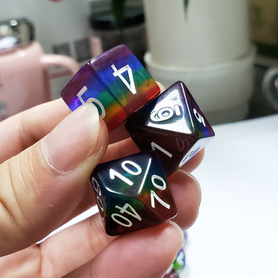 Rainbow Crystal Resin Boarding Dice Set dnd dados