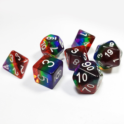 Rainbow Crystal Resin Boarding Dice Set dnd dados