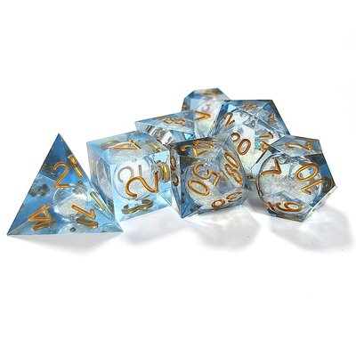 Areia de fluxo branco Resina multi-noodle tablet jogo de dados conjunto dnd dados