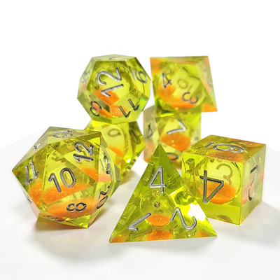 Areia Corrente Laranja Cristal Amarelo Resina Dnd Dados Fantasia de Borda Aguda