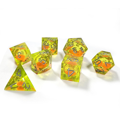 Areia Corrente Laranja Cristal Amarelo Resina Dnd Dados Fantasia de Borda Aguda