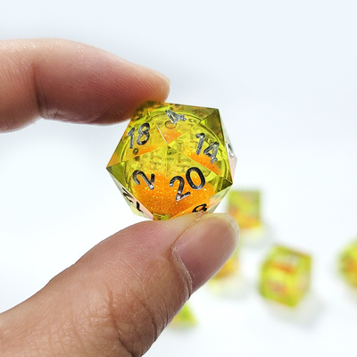 Areia Corrente Laranja Cristal Amarelo Resina Dnd Dados Fantasia de Borda Aguda