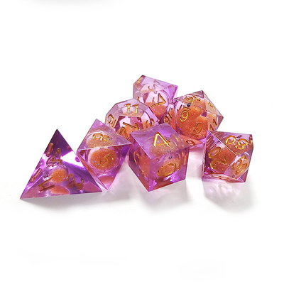 Areia Corrente Laranja Roxa Cristal Resina Poligráfico Dado Multi Noodle Tablet Jogo De Dados