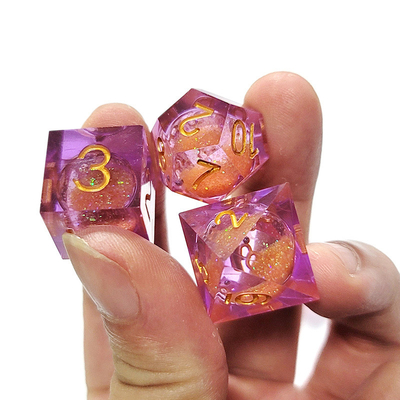 Areia Corrente Laranja Roxa Cristal Resina Poligráfico Dado Multi Noodle Tablet Jogo De Dados