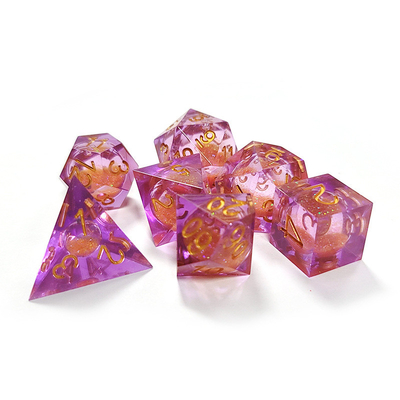 Areia Corrente Laranja Roxa Cristal Resina Poligráfico Dado Multi Noodle Tablet Jogo De Dados