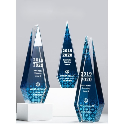 Trofeio de Resina de Cristal Azul Desgaste claro - Resistente Personalizado
