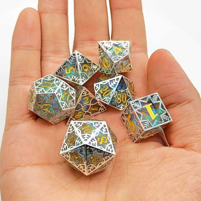 Resina púrpura e quadro de metal de floco de neve jogo de papel de mesa específico de dados de vários lados