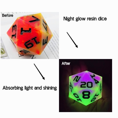 Jogo de dados de resina brilhante de 20 lados DND COC TRPG