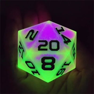 Jogo de dados de resina brilhante de 20 lados DND COC TRPG
