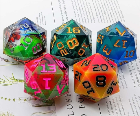 Jogo de dados de resina brilhante de 20 lados DND COC TRPG