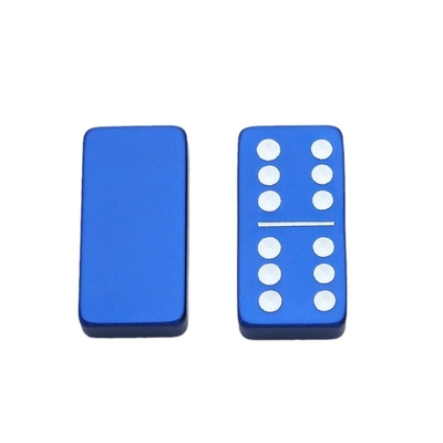 Duplo 6 Seis Metal Domino Set Com 28 Gigante Alumínio Ligação Domino Blocos Laser Impresso Jogo de Desktop