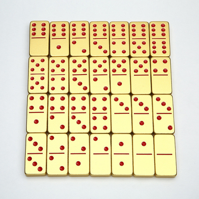 Duplo 6 Seis Metal Domino Set Com 28 Gigante Alumínio Ligação Domino Blocos Laser Impresso Jogo de Desktop