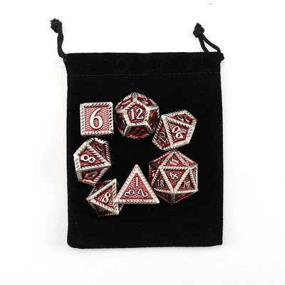 DND dados de metal, Dragon e Dungeon dados RPG poliédricos, 7 jogos de mesa dados de escala de dragão