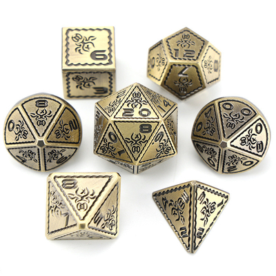 Electroplated Vintage Colored Octopus Metal Dnd Dice Set Dragão e Dragão jogo de xadrez dados