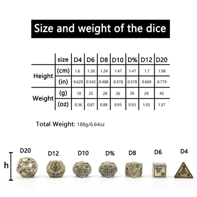 Electroplated Vintage Colored Octopus Metal Dnd Dice Set Dragão e Dragão jogo de xadrez dados