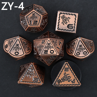 Electroplated Vintage Colored Octopus Metal Dnd Dice Set Dragão e Dragão jogo de xadrez dados