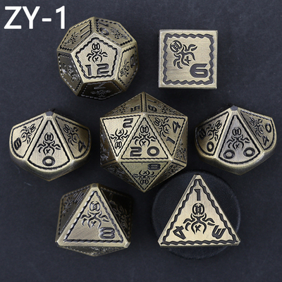 Electroplated Vintage Colored Octopus Metal Dnd Dice Set Dragão e Dragão jogo de xadrez dados
