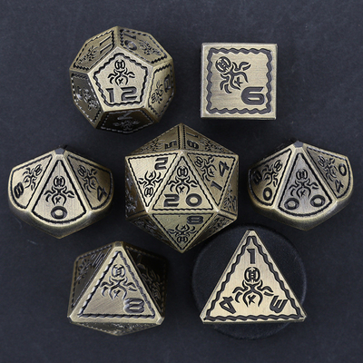 Electroplated Vintage Colored Octopus Metal Dnd Dice Set Dragão e Dragão jogo de xadrez dados