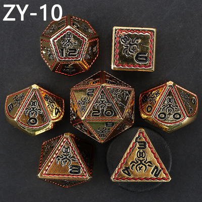 Electroplated Vintage Colored Octopus Metal Dnd Dice Set Dragão e Dragão jogo de xadrez dados
