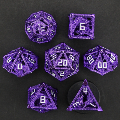 Metal conjunto de dados ocos dragão poligonal DND esterco masmorra e dragão dados 7 dados