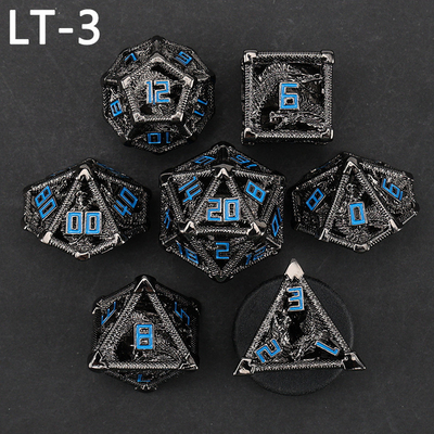 Metal conjunto de dados ocos dragão poligonal DND esterco masmorra e dragão dados 7 dados