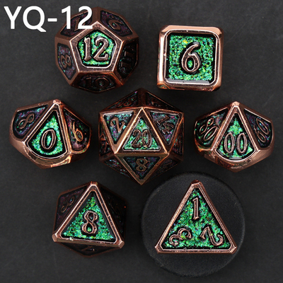 Dado DND de metal personalizado de cor sólida de dados de poliedro de metal com números de prata, usado para o jogo de xadrez D &amp; D