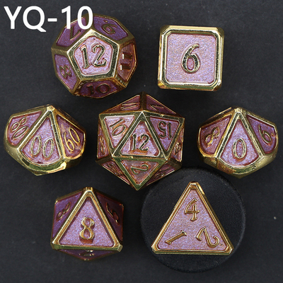 Dado DND de metal personalizado de cor sólida de dados de poliedro de metal com números de prata, usado para o jogo de xadrez D &amp; D