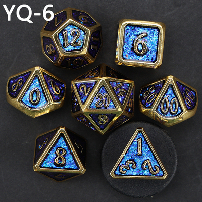 Dado DND de metal personalizado de cor sólida de dados de poliedro de metal com números de prata, usado para o jogo de xadrez D &amp; D