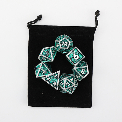 Green DND Dragon e Dungeon Metal Dice Set Personalizado Personalizado Rune Dice Set