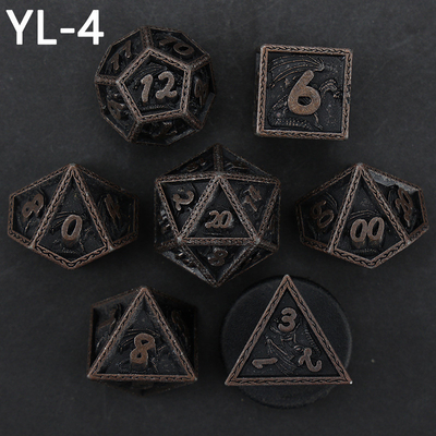 Green DND Dragon e Dungeon Metal Dice Set Personalizado Personalizado Rune Dice Set