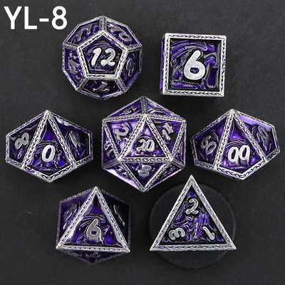 Green DND Dragon e Dungeon Metal Dice Set Personalizado Personalizado Rune Dice Set