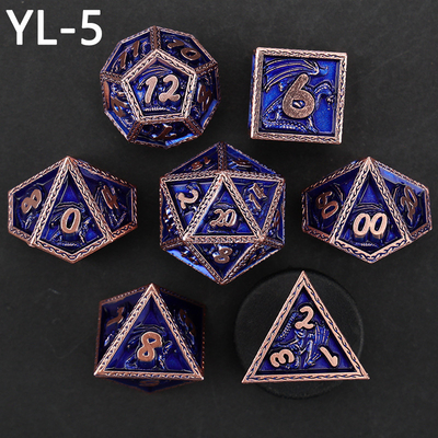 Green DND Dragon e Dungeon Metal Dice Set Personalizado Personalizado Rune Dice Set