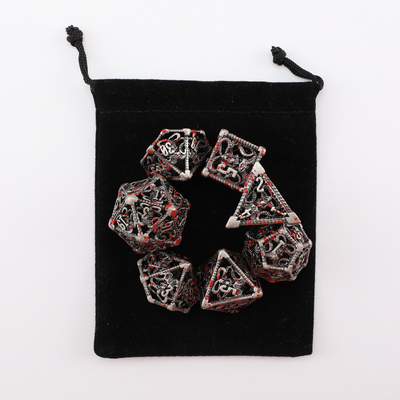 Set de dados metálicos ocos poliedro dados personalizados jogo de tabuleiro dragão e dragão