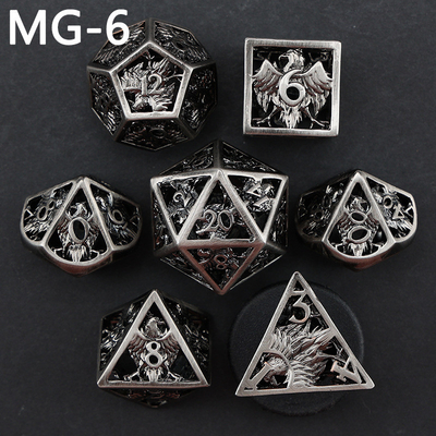 Set de dados metálicos ocos poliedro dados personalizados jogo de tabuleiro dragão e dragão